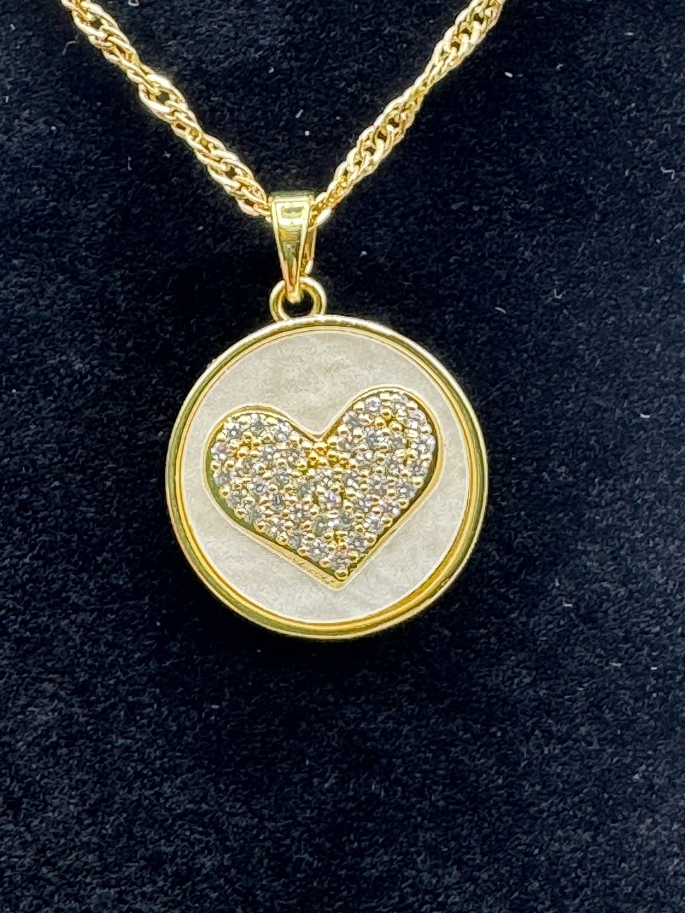 14k Mother of Pearl & Diamond Heart Pendant